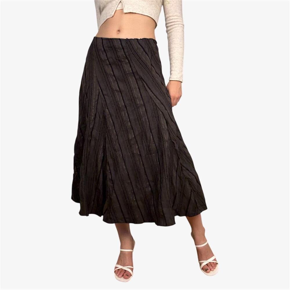 Brown whimsygoth striped midi skirt gothic - fits like size L